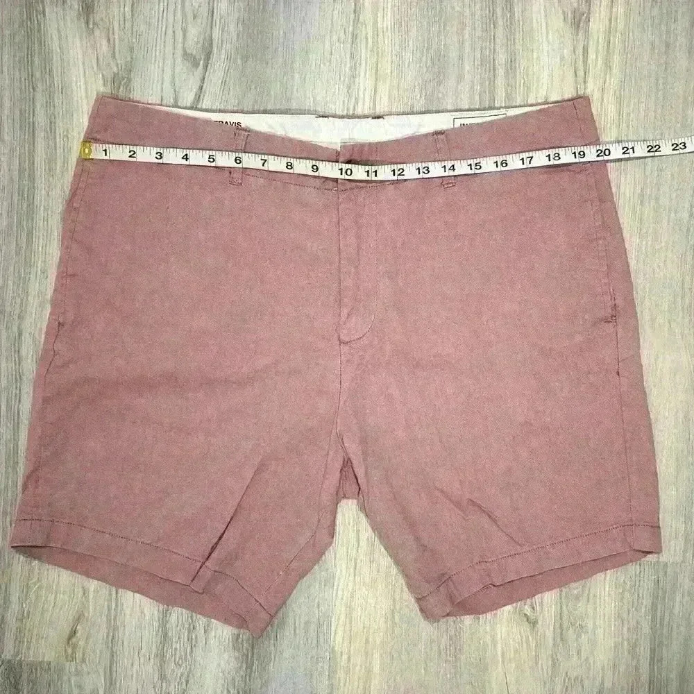 Frank & Oak Travis Red Cotton Slim Fit Men’s 7 Inch Luxury Chino Shorts Size 36” - Picture 2 of 8